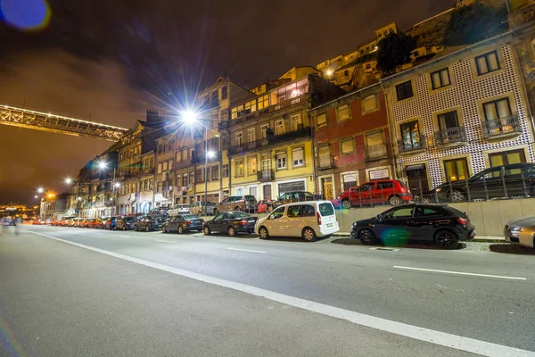 Oporto Portugal Junio 2016 Paisaje Nocturno Ciudad Oporto Río Duero — Foto de Stock