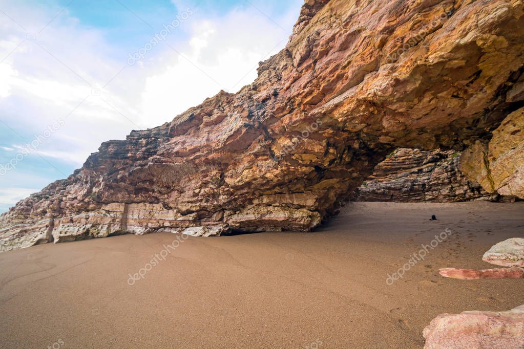Rocks and rocky beach in Portugal, Nazare