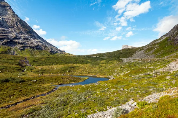 Πανόραμα Της Καλοκαιρινό Τοπίο Στη Νορβηγία Ποταμός Πέτρες Βάσεις — Φωτογραφία Αρχείου