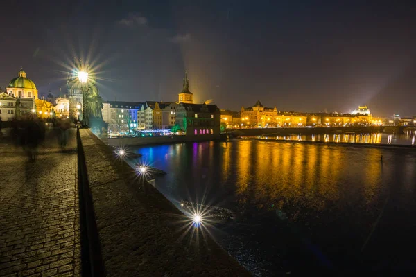 Paisaje Urbano Praga Con Castillo Vista Desde Carol Bridge — Foto de Stock