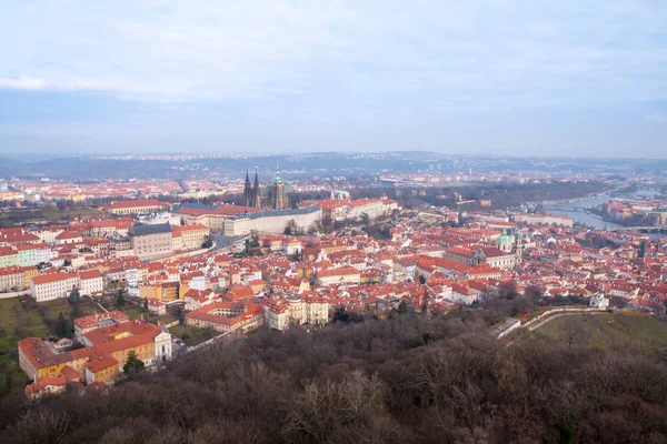 Praha Česká Republika Prosince 2017 Vyhlídkový Výhled Řeku Vltavy Historické — Stock fotografie