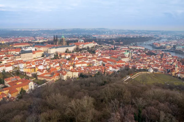 Praha Česká Republika Prosince 2017 Vyhlídkový Výhled Řeku Vltavy Historické — Stock fotografie