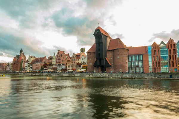 Casco Antiguo Gdansk Famosa Grúa Atardecer Gdansk Polonia — Foto de Stock