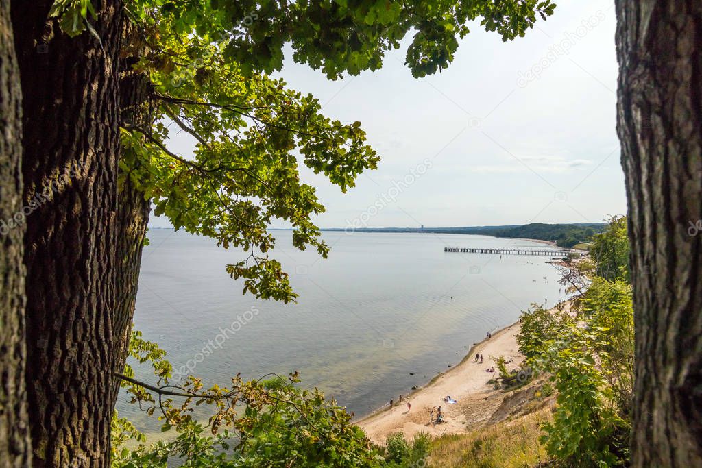 Beach in Gdynia Orlowo at Baltic Sea bay in Poland, Europe. View from a cliff