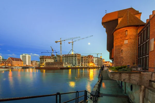 Casco Antiguo Gdansk Famosa Grúa Atardecer Gdansk Polonia — Foto de Stock