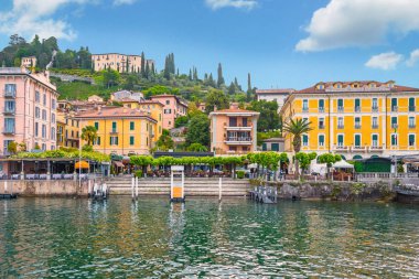 güzel Lago di Como-Bellagio kentinin Panoraması. Italya 'nın kuzeyinde, Lombardiya
