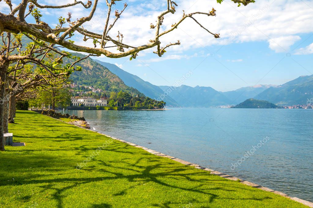 Villa Melzi and its gardens near Bellagio at the famous Italian lake Como in May