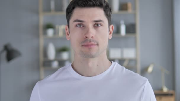 Portrait Smiling Young Man Looking Camera — Stock Video