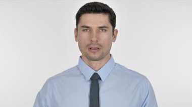 Çöp için parmak sallayarak işadamı portresi