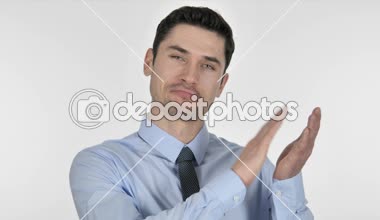 Beyaz arka plan üzerinde alkışlar alkışlar işadamı