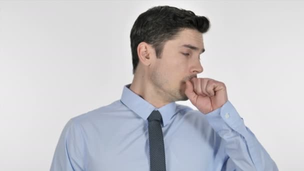 Sick Businessman Coughing Cough — Stock Video