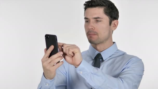 Businessman Reacting Loss While Using Smartphone — Stock Video