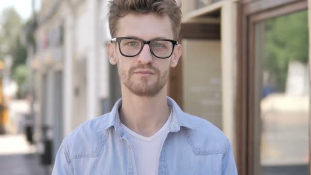 Outdoor Thumbs Up by Casual Young Man — Stock Video