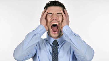 İşadamı, beyaz arka plan çığlık