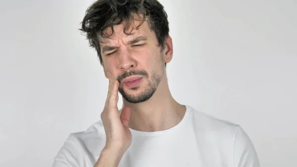 Dor de dente, Jovem Casual Homem com Infecção Dentária — Fotografia de Stock