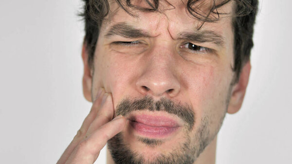 Close up of Toothache, Man with Tooth Infection