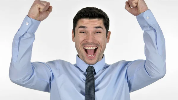 Joven empresario celebrando el éxito — Foto de Stock