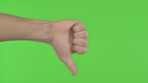 拇指向下在绿色色度键 — 图库视频影像