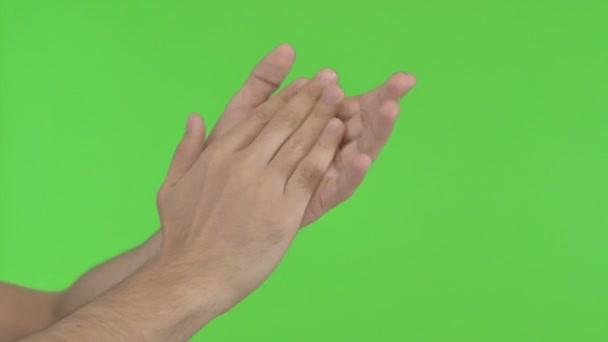 Χέρια παλαμάκια στο πράσινο πλήκτρο αποχρώσεων — Αρχείο Βίντεο
