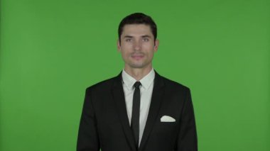 Neşeli İşadamı Kamera, Chroma Key gülümseyen