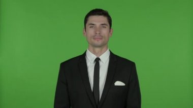 Genç İşadamı Thumbs Up, Chroma Key gösteren