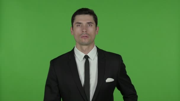 Bello uomo d'affari Pensando, Chroma Key — Video Stock