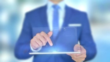 Hologram Konsepti olan Büyük İş Adamı Düşün