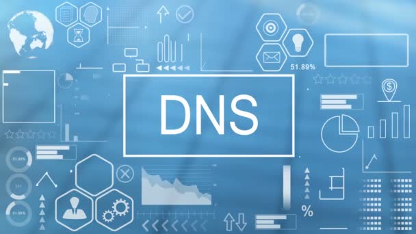 DNS, сервіс доменних імен, анімаційна типографія — стокове відео