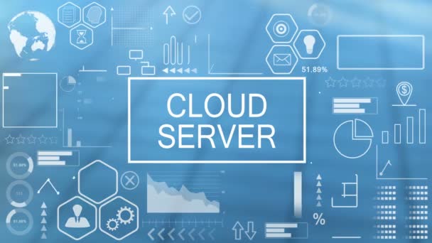 Servidor Cloud, tipografía animada — Vídeo de stock