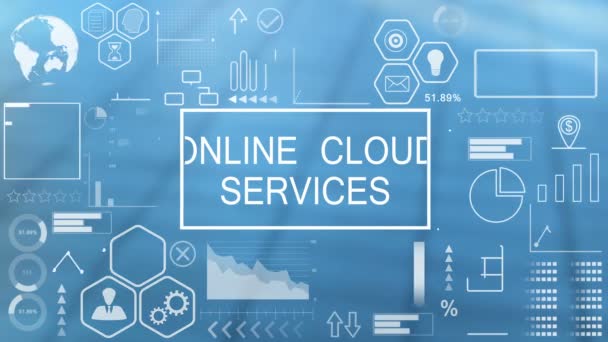 Serviços de nuvem online, Tipografia animada — Vídeo de Stock
