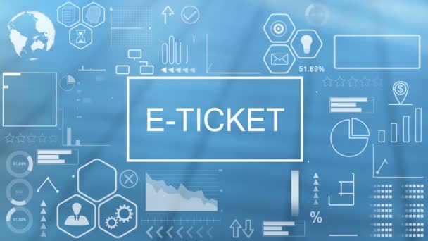 E-ticket, Tipografía animada — Vídeo de stock