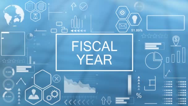 Año fiscal, Tipografía animada — Vídeo de stock