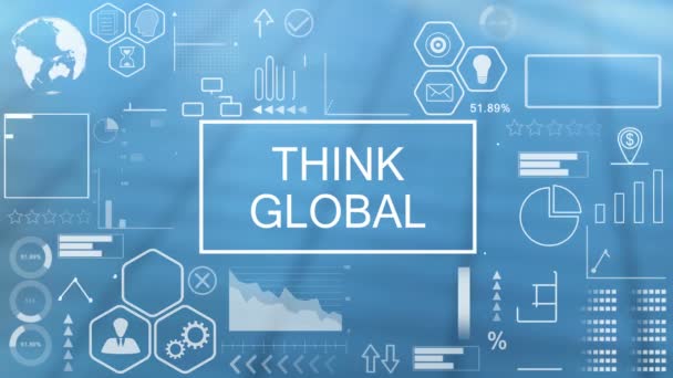 Pense Global, Tipografia animada — Vídeo de Stock
