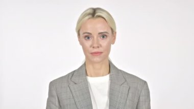 Beyaz Arkaplanda İş Kadınından Zafer İşareti