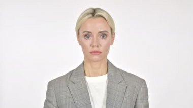 Beyaz Arkaplan 'da İşadamı İşadamı İşaret Ediyor
