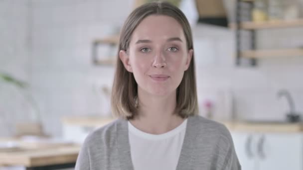 Portrait of Cheerful Young Woman Showing Ok Sign — Stock Video