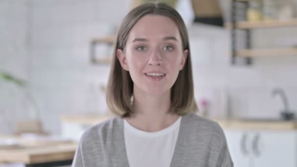 Portrait of Young Woman Saying Yes with Head Sign — Stock Video