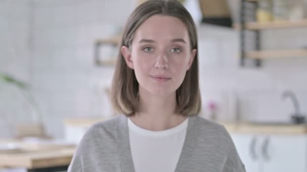 Portrait of Young Woman making Heart Shape with Hand — Stock Video