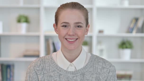 Portrait of Smiling Young Woman Looking at Camera — Stock Video