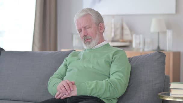 Exhausted Senior Old Businessman having Nap on Sofa — Stock Video