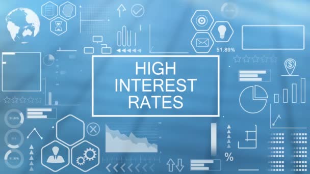 Vysoké úrokové sazby, animovaná typografie — Stock video