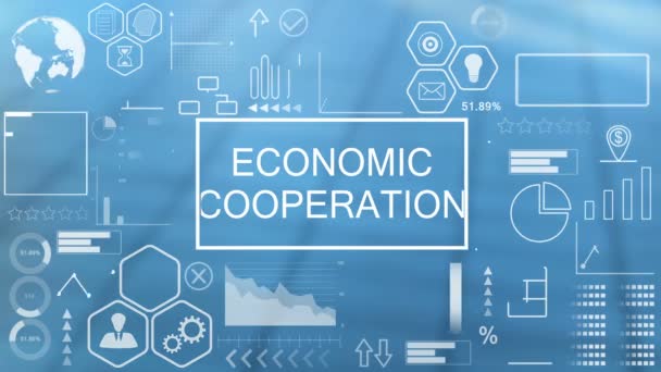 Hospodářská spolupráce, animovaná typografie — Stock video
