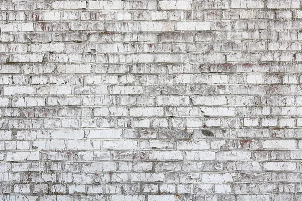 Parede Velha Feita Tijolo Vermelho Pintado Branco Estilo Loft Para — Fotografia de Stock