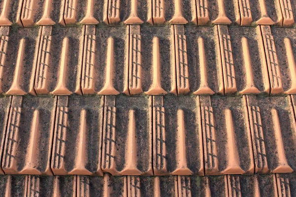 Old Clay Roof Tiles House Natural Brown Background Uniform Pattern — Stock Photo, Image