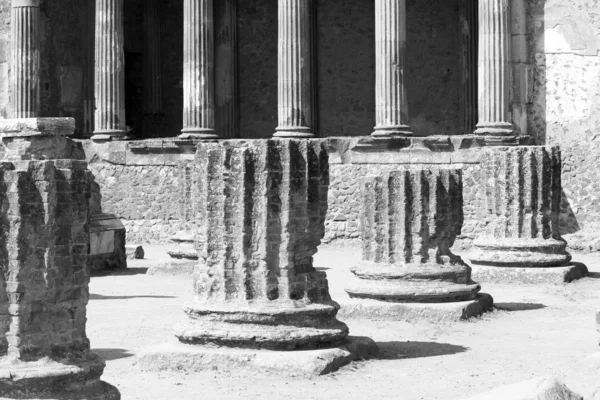 Foto Blanco Negro Ruinas Antiguas Pompeya Nápoles Italia —  Fotos de Stock