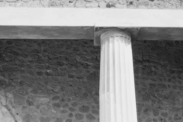 Černá Bílá Fotografie Starověkých Rozvalin Pompeji Neapoli Itálie — Stock fotografie