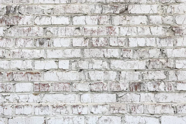 Parede Velha Feita Tijolo Vermelho Pintado Branco Estilo Loft Para — Fotografia de Stock