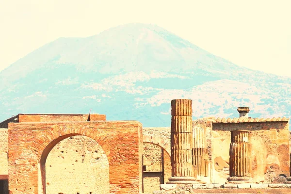 Antiguas Ruinas Pompeya Contexto Del Gran Volcán Vesubio Nápoles Italia — Foto de Stock