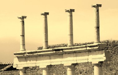 Pompeii, Napoli, İtalya 'daki antik harabelerin soyut fotoğrafı.