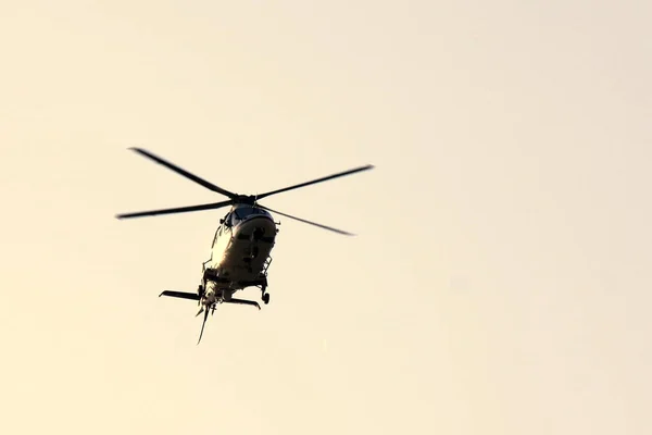 Beautiful Modern Helicopter Flight Isolated Sky — Stock Photo, Image